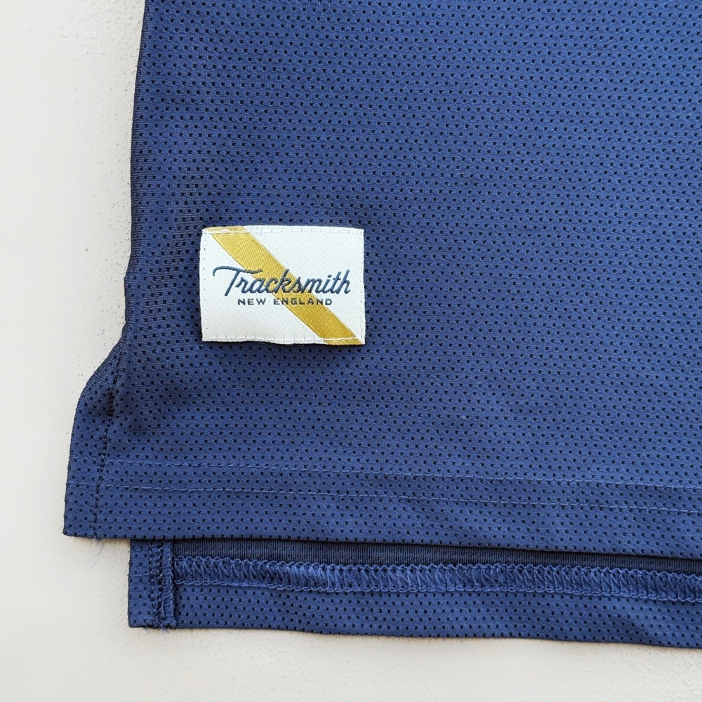 TRACKSMITH Van Cortlandt Tee Medium Navy Ivory Stripe Performance Running Shirt - Picture 6 of 11